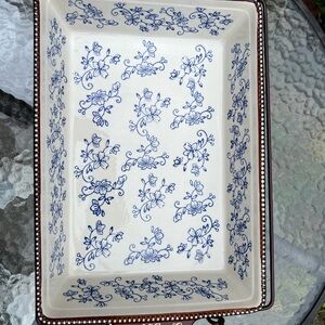 Blue Floral Ceramic Serving & Baking  Dish